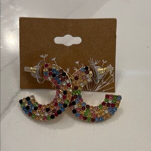Multicolor Crystal Hoop Earrings